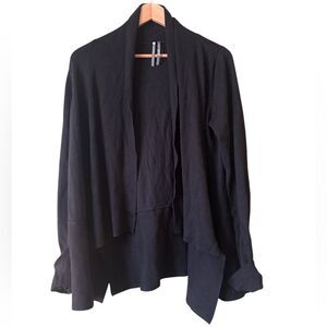 Anthropologie Black Open Front Shawl Cardigan Asymmetrical Sz L